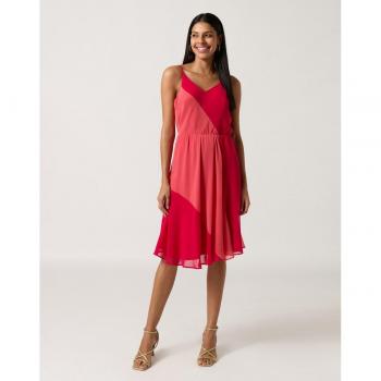 Naf Naf - Vestido midi de tirantes con cuello pico y goma elástica en la cintura