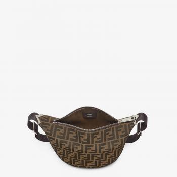 Fendi Men's Melon FF Jacquard Leather Shoulder Bag in Brown | 7VA635ASIQ