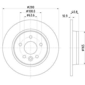 Disco de freno HELLA 8DD 355 119-501 para Ford Focus y C-Max, recubierto, diámetro 280 mm, grosor 10.9 mm
