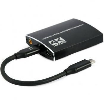 Gembird A-CM-HDMIF2-01 Adaptador USB-C a Doble HDMI 4K 60Hz Macho/Hembra Negro