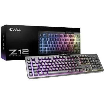 EVGA Z12 RGB Gaming Keyboard, RGB Backlit LED, 5 Programmable Macro Keys, Dedicated Media Keys, Water Resistant, Spanish Layout - 834-W0-12SP-K2