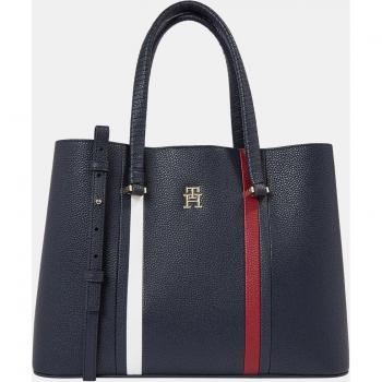Bolso Shopper Sintético Tommy Hilfiger Azul Marino con Rayas Corporativas y Emblema, Talla Única