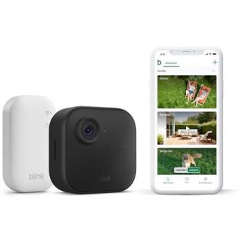 Cámara de Seguridad Inteligente Blink Outdoor 4 - Sistema de 1 Cámara HD, Resistente a la Intemperie, Autonomía de 2 Años, Detección de Movimiento y Comunicación Bidireccional
