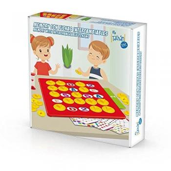 Memory con Fichas Intercambiables Tachan, Juego de Mesa, Multicolor, incluye fichas intercambiables
