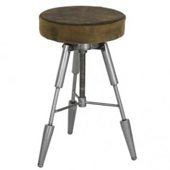 Taburete Home ESPRIT Marrón Plateado Piel Metal 39 x 39 x 57 cm