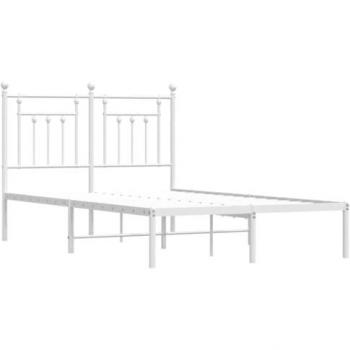 vidaXL Metal Bed Frame without Mattress with Headboard White 135x190cm