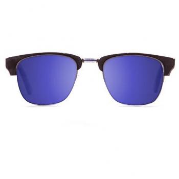 Gafas de sol Ocean Sunglasses Niza, Polarizadas, Madera, Unisex Adultos, Lentes Azul Marrón, 40/15/143, Color Negro Brillante
