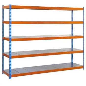 Estantería Metálica EcoForte 1504-5, Sin Tornillos, 5 Baldas, Alta Capacidad de Carga 400 kg, Dimensiones 2000x1500x450 mm, Colores Azul/N