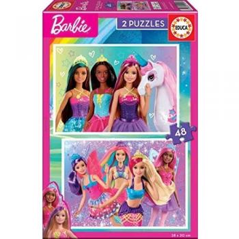 Educa - 2x48 Barbie, 2 Puzzles de cartón con 48 Piezas, diversión por Partida Doble, Medida aproximada del Puzzle: 28 x 20 cm, A Partir de 3 años