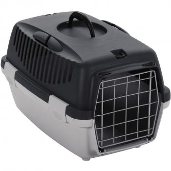 Transportín de mascotas ventilable con asa gris/negro 31x32x48 cm