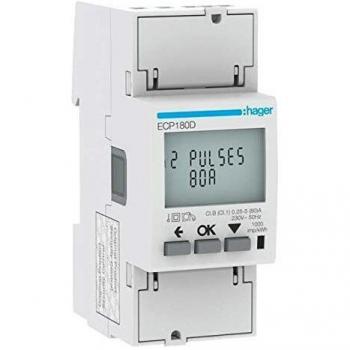 Hager 1-Phase Direct KWh Meter 80A with S0 Pulse Output MID ECP180D