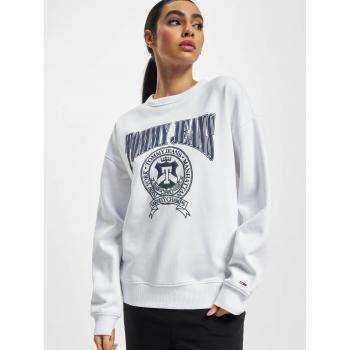 Tommy Hilfiger Women's Elegant White Cotton Fleece Crew Neck Sweatshirt - Size S