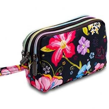 conisy Mujeres Embrague Bolso Billetero,étnica Flores Gran Capacidad Cartera con Cremallera y Correas de Muñeca