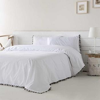Funda Nórdica EGA 100% Algodón Percal 200 Hilos Blanco con Fundas de Almohada para Cama de 180 (260x240 cm)