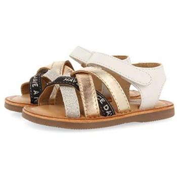 Gioseppo Sandalias de Piel con Glitter y Logomanía para Niña Ucayali, Multicolor, Talla 22 EU