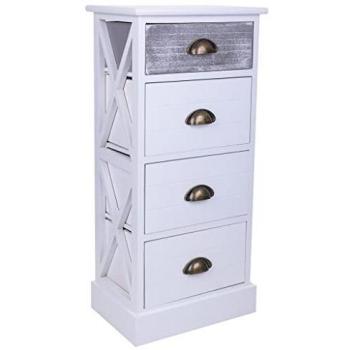Sinfonier de Madera Blanco con 4 Cajones - 35 x 25 x 76 cm