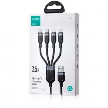 Cable USB 4 en 1 Joyroom Tipo C / Lightning / Micro USB, 3.5A, 1.2m, Negro