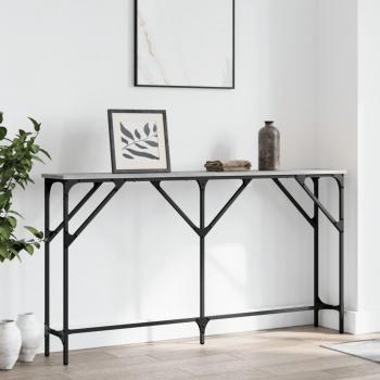Mesa consola de madera de ingeniería 140x23x75 cm en color negro, roble sonoma y roble ahumado, ideal como mesa de sofá, mesa de entrada para salón o mueble recibidor