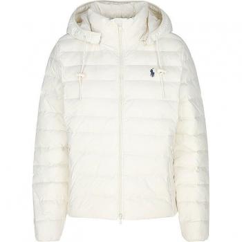 Polo Ralph Lauren Plumífero corto con capucha para mujer color crema, talla L