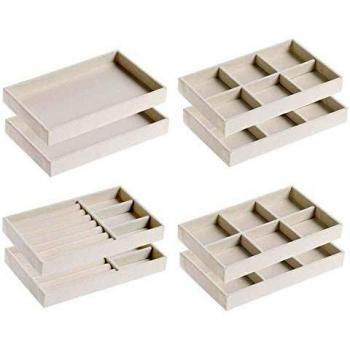 Organizador de Joyería de Terciopelo 4 Cajones, Organizador Anillos Brazalete Titular de Pendientes Beige 2 Conjunto
