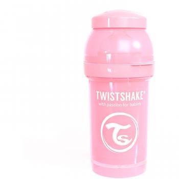 Twistshake Biberón Anti-cólicos con Tetina Flujo Lento de Silicona para Bebés, la Alimentación Biberón Con Tetina Similar al Pecho, Botella para Beber de Leche, 180 ml, Sin BPA, 0+ Meses, Rosa Pastel