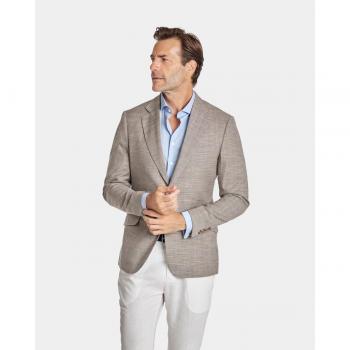 Americana de hombre corte regular estampado cuadro galés marrón