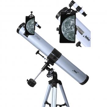 Seben 76/900 EQ-2 - Telescopio Reflector para astronomía, Incluye Adaptador para Smartphone, Montura y Juego de filtros para el Ocular.