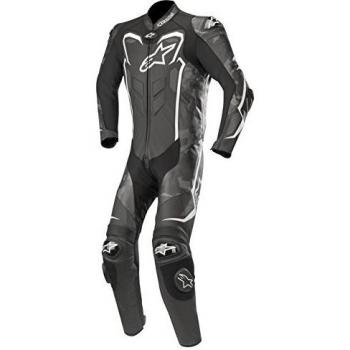 Alpinestars GP Plus Camo - Mono de cuero de 1 pieza, color negro y blanco, talla 48
