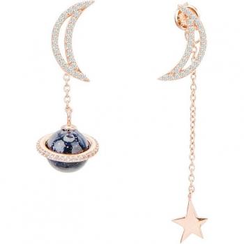 Ear Candy - Pendientes asimétricos Galaxy de plata bañados en oro rosa