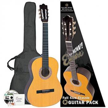 Encore 4/4 Natural Wood Classical Guitar Pack
