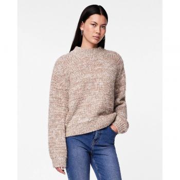 Pieces - Jersey de punto con cuello redondo para mujer, tejido suave, ajuste regular, manga larga, disponible en varios colores