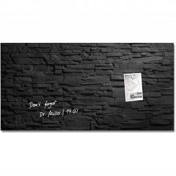 SIGEL GL149 Pizarra magnética de cristal, 91 x 46 cm, piedra de esquisto, negro - Artverum