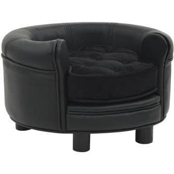 Black Dog Sofa 48x48x32 cm Plush and Faux Leather