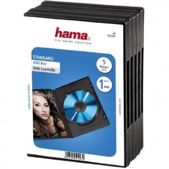 Hama - DVD Jewel Cases, Pack of 5, Black, Negro