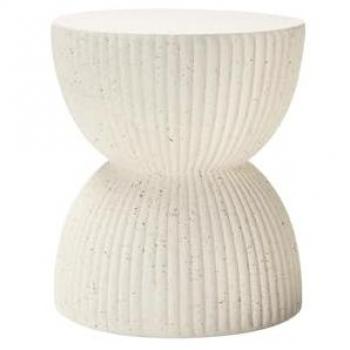 Mesa Auxiliar/Taburete Blanco de Fibra de Vidrio Terrazo 38x38x46 cm