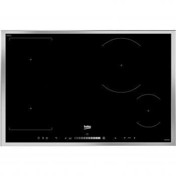 Placa de Inducción Beko HII 84500 FHTX, 4 Zonas, Flex-Inducción, Integrada, Negro con Marco de Acero Inoxidable y Seguridad Infantil
