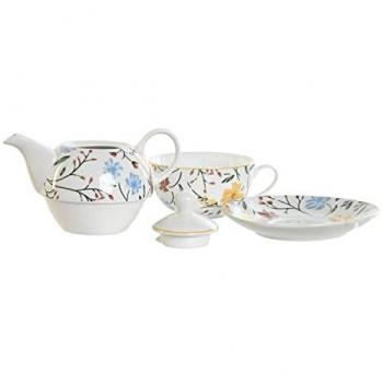 Juego de Tetera DKD Home Decor Porcelana Azul Terracota Blanco Amarillo (3 Unidades)