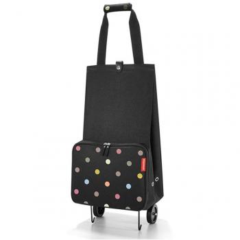 reisenthel foldabletrolley - Carrito de Dos Ruedas portátil para irte de Compras y de picnics espontáneamente, Trolley Plegable y ahorrador de Espacio, en Puntos, Couleur:Schwarz