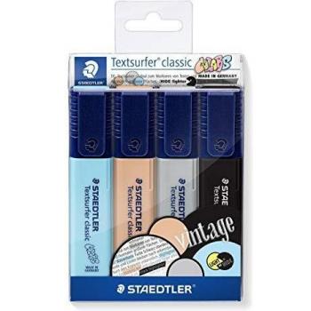 Staedtler 364 CWP4. Rotuladores fluorescentes Textsurfer. Estuche con 4 marcadores de colores variados.