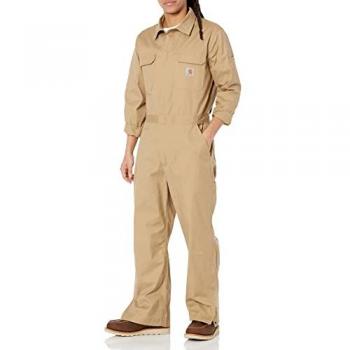 Carhartt Rugged Flex Canvas Coverall Mono Kaki Oscuro para Hombre con múltiples bolsillos, talla S, color verde marrón