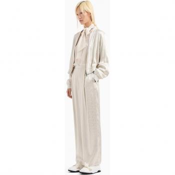 Pantalón de Mujer Armani Exchange con Pinzas y Tiro Alto, Beige, Casual, Viscosa, Talla L