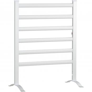 HOMCOM Toallero Eléctrico Radiador 140W IPX4 Calentador de Toallas con 6 Barras Aleación de Aluminio para Pared o Suelo 90x36x69 cm Pl
