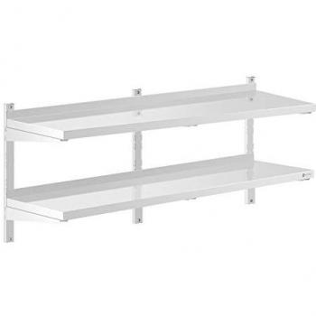 Estante de pared metálico Royal Catering - 2 baldas - 40 x 140 cm - Capacidad: 40 kg, Acero Inoxidable