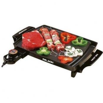 Palson  30457 Kansas - Plancha Cocina 1000W, 23 X 31,5, Superficie Antihaderente, Termostato, Apta Lavavajillas, Asas Toque Frio. Negro.