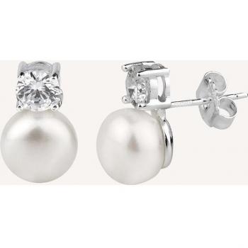Pendientes Essentials de plata con circonitas y perla cultivada