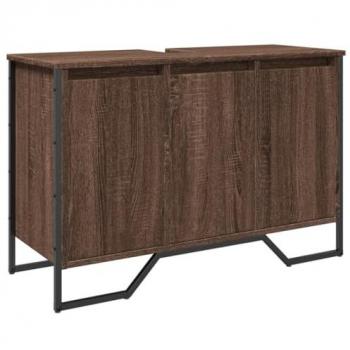 Mueble para lavabo de baño en aglomerado, color roble marrón, dimensiones 91x35x60 cm