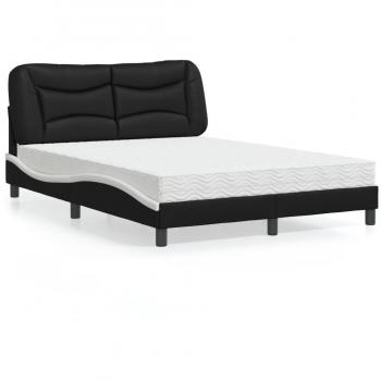 Cama con colchón de cuero sintético negro y blanco 120x200 cm Vidaxl