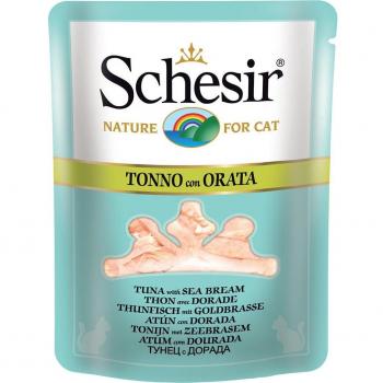 Schesir Atún con Dorada en Gelatina para Gatos Adultos - Sobre de Comida Húmeda 85g