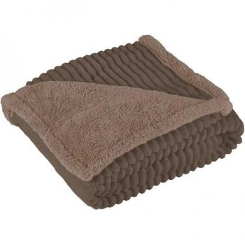 Manta plaid de borreguito con rayas de Manterol Casa