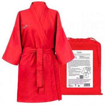 GLOV - Bata de toalla ultra absorbente estilo Kimono color Rojo